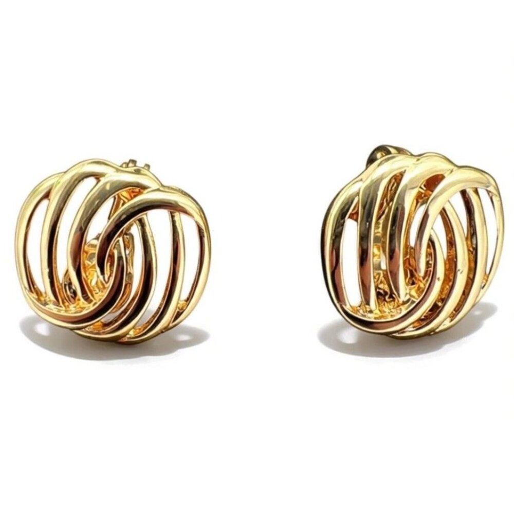 JJG Women's Gold-Tone Clip-On Knot Earrings Vintage
